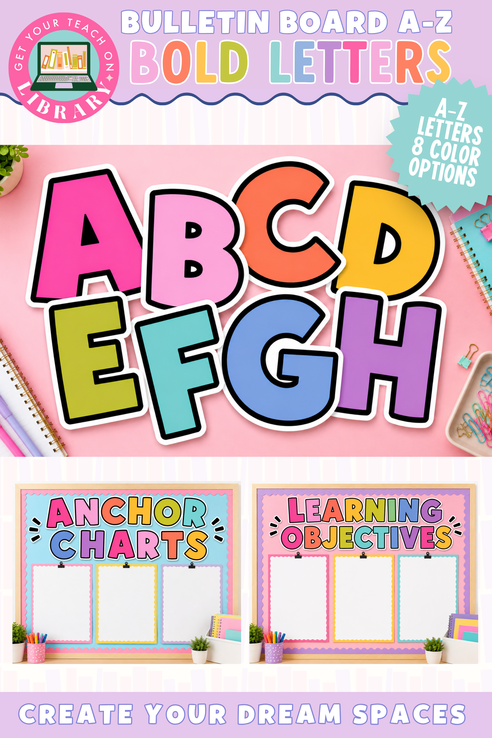 GYTO Classroom Decor: Bold Bulletin Board Letters | Bright Classroom Decor