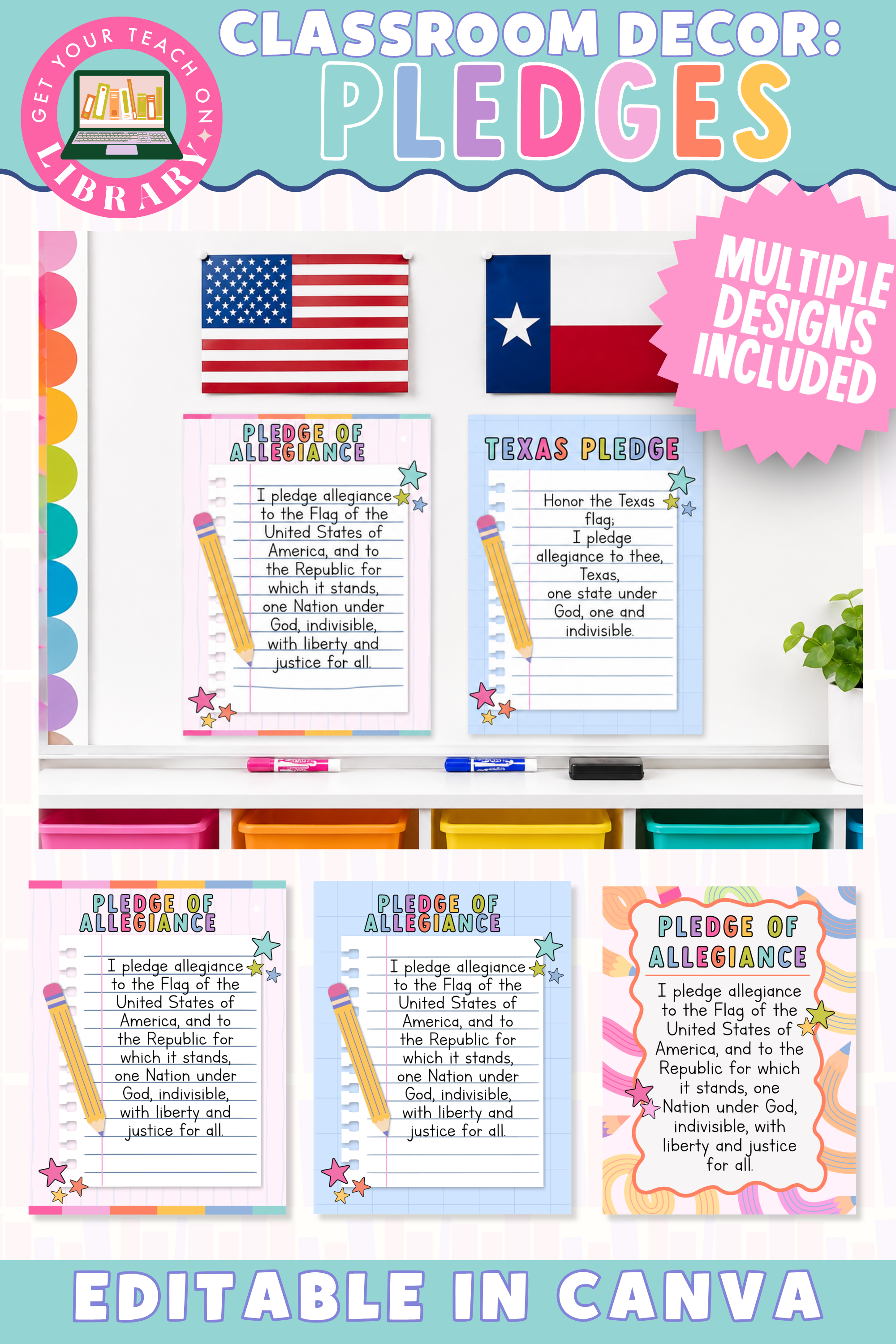 GYTO Classroom Decor: Pledges | Classroom Posters | Bright Classroom Decor