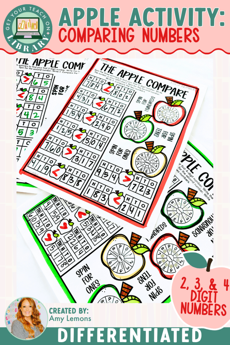 Apple Math Activity: Apple Comparing Numbers | 2, 3 & 4 Digit Math Activity - Shop GYTO - Get Your Teach On