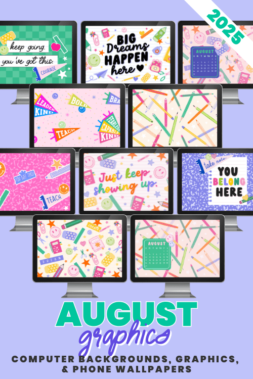 August Classroom Graphics Collection (2025) – digital classroom backgrounds and decor by Get Your Teach On