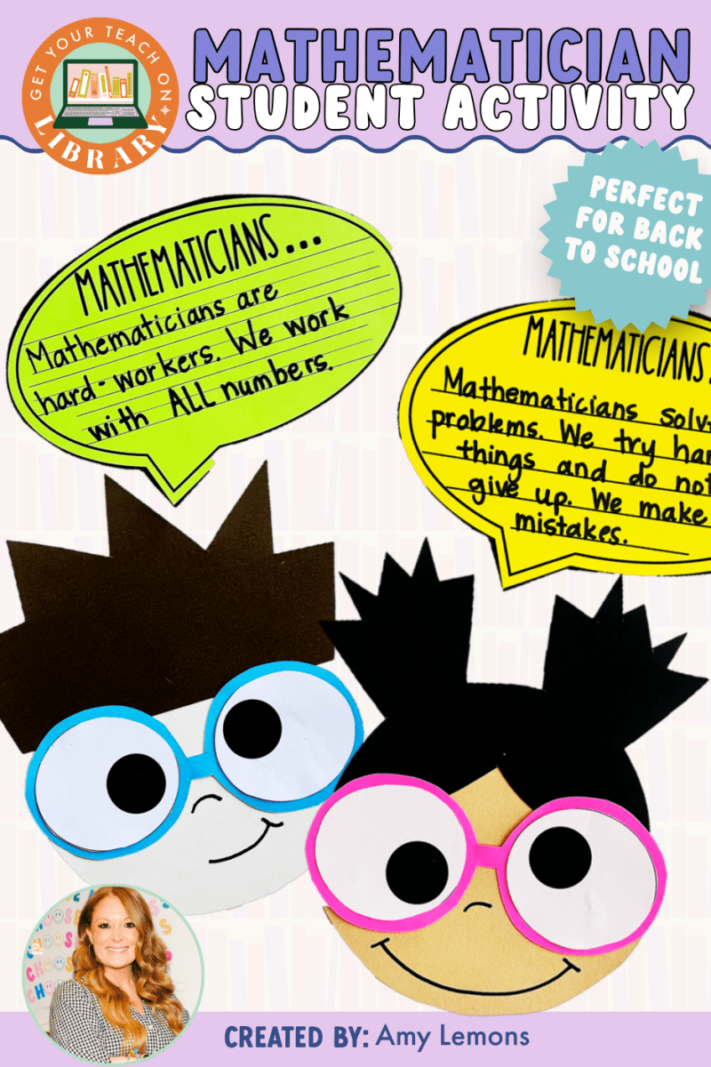 Back to School Math Activity: Mathematician Craft and Writing - Shop GYTO - Get Your Teach On
