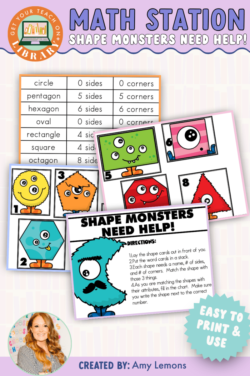 Back to School Math Station: Shape Monsters Need Help! - Shop GYTO - Get Your Teach On
