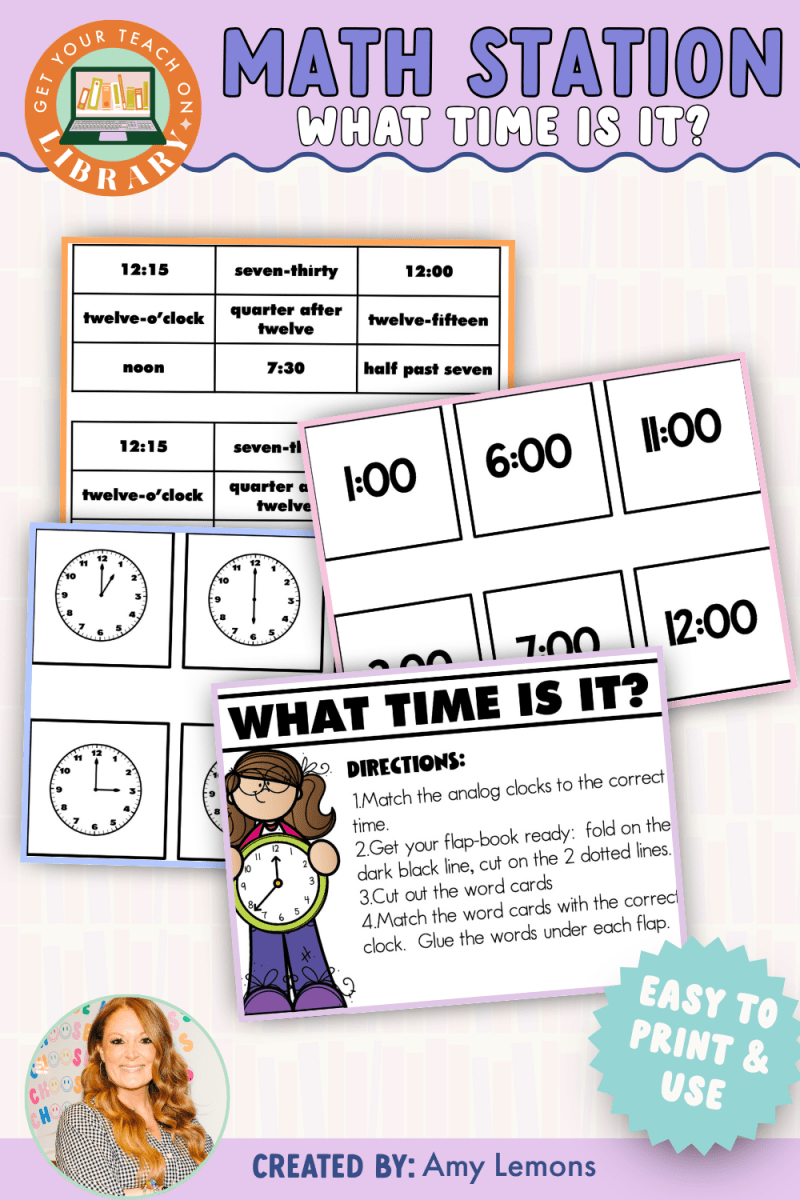Back to School Math Station: What Time is It? - Shop GYTO - Get Your Teach On