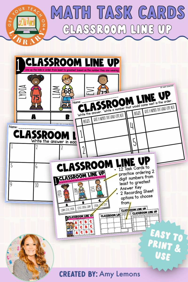 Back to School Math Task Cards: Classroom Line Up - Shop GYTO - Get Your Teach On