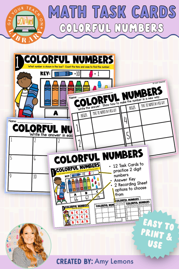 Back to School Math Task Cards: Colorful Numbers for Place Value – math resource by Amy Lemons and Get Your Teach On