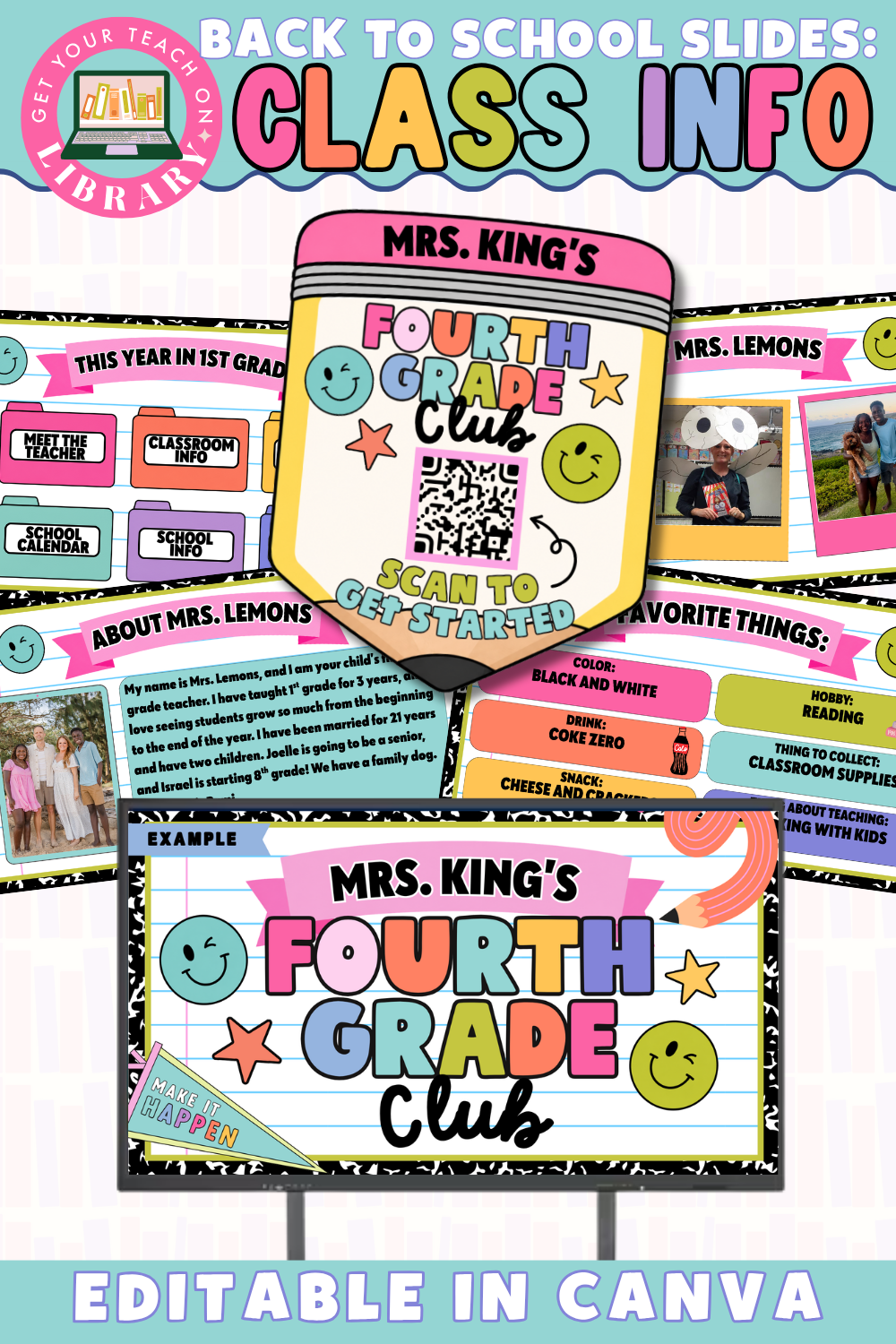 Meet the Teacher Editable Canva Slides + QR Code Fridge Magnet