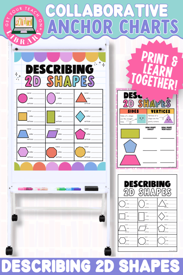 Collaborative Anchor Charts for Describing 2D Shapes – editable math poster templates by Get Your Teach On