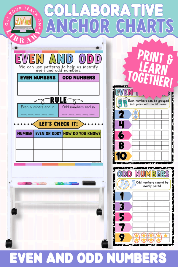 Collaborative Anchor Charts for Even and Odd Numbers – editable math poster templates by Get Your Teach On