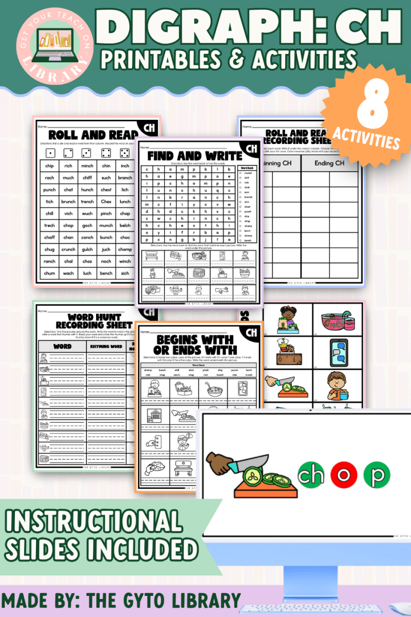 Digraph: CH Word Work Activities | Supplemental Phonics Practice for Decoding & Fluency - Shop GYTO - Get Your Teach On