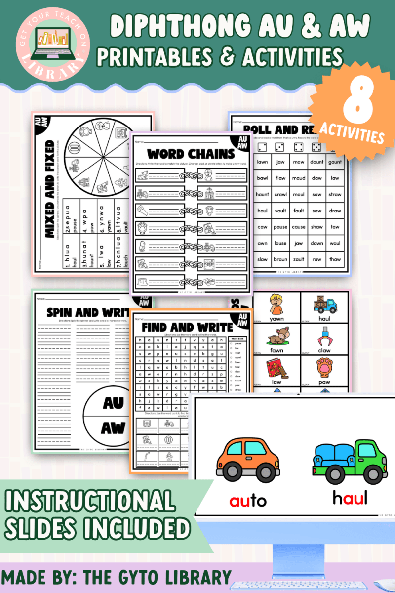 Diphthong: AU & AW Word Work Activities | Supplemental Phonics Practice for Decoding & Fluency - Shop GYTO - Get Your Teach On