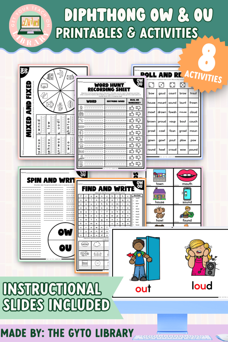 Diphthong: OW & OU Word Work Activities | Supplemental Phonics Practice for Decoding & Fluency - Shop GYTO - Get Your Teach On