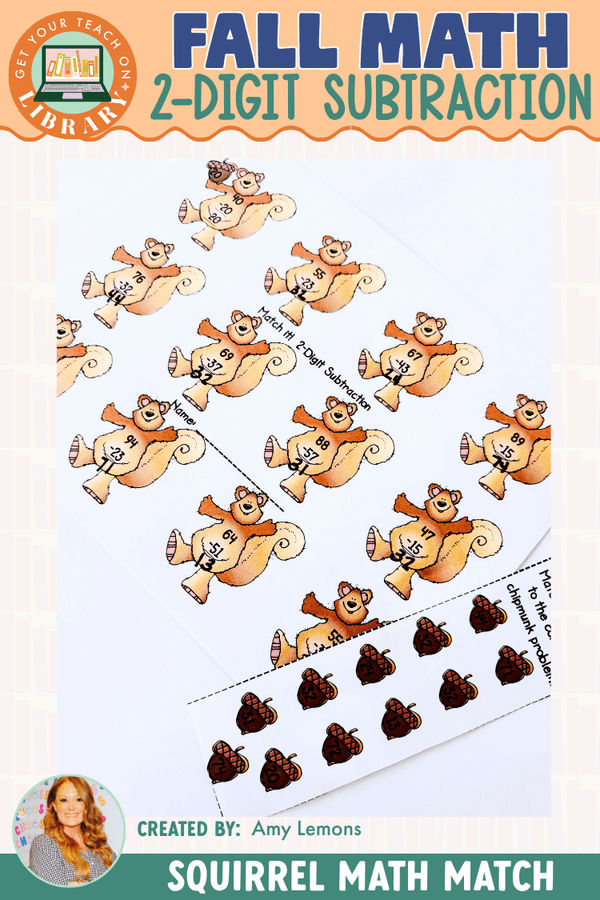 Fall Math: Fall 2-Digit Subtraction Squirrel Math Match – math resource by Amy Lemons and Get Your Teach On