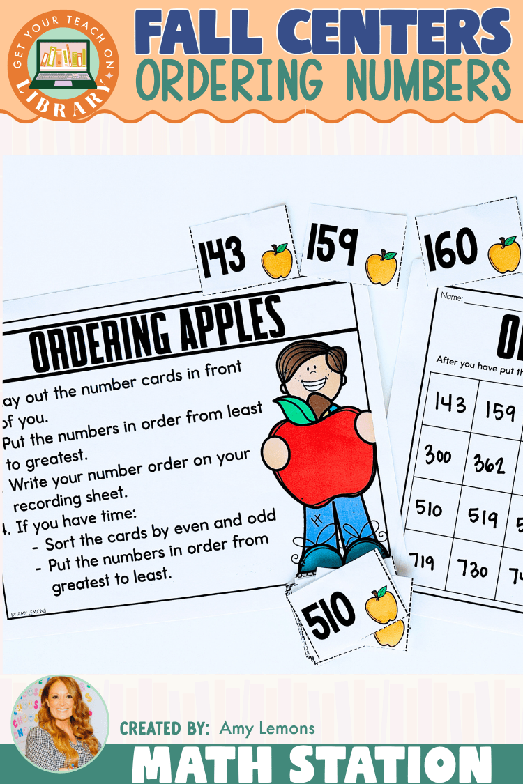 Fall Math Station: Ordering 3-Digit Number - Shop GYTO - Get Your Teach On