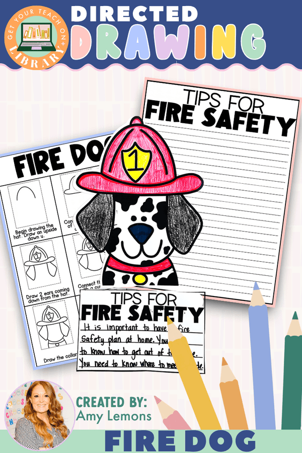 Fire Dog Directed Drawing & Fire Safety Writing Activity – printable writing resource by Amy Lemons and Get Your Teach On