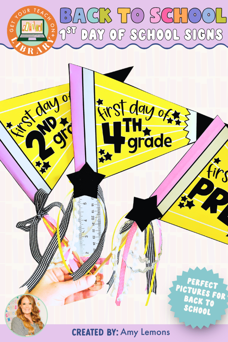First Day of School Signs ALL Grades for PreK - 12th Grade Pencil Pennant Flag - Shop GYTO - Get Your Teach On