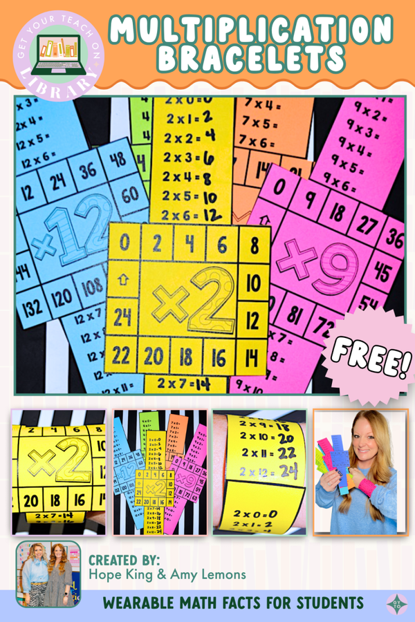 FREE Multiplication Fact Bracelets for Math Fact Fluency – math resource by Hope King, Amy Lemons and Get Your Teach On