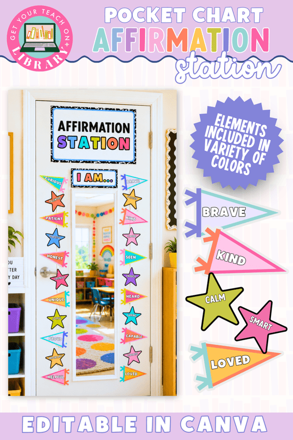 Bright Classroom Decor: Affirmation Station Pennants – printable classroom resource by Get Your Teach On