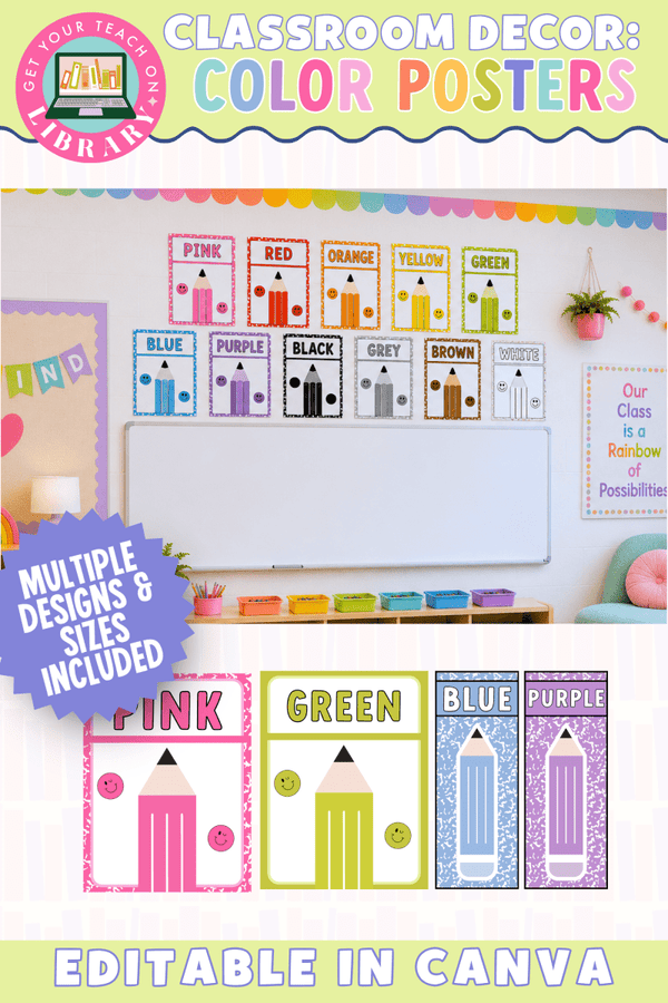 Bright Classroom Decor: Color Posters – printable classroom resource by Get Your Teach On