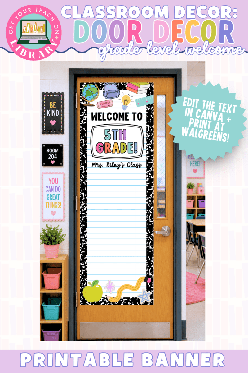 GYTO Classroom Decor: Grade Level Welcome Printable Banner for Door | Editable Door Decor | Bright Classroom Decor - Shop GYTO - Get Your Teach On