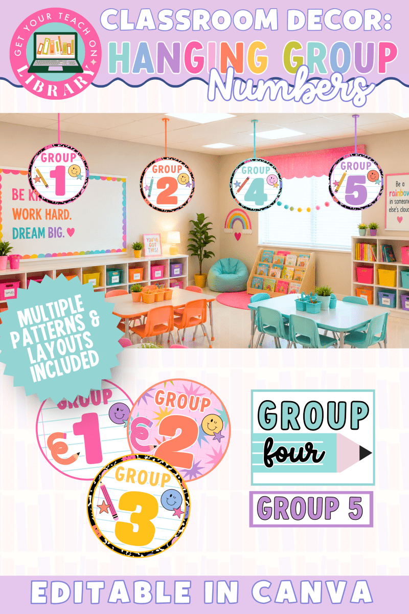 GYTO Classroom Decor: Hanging Group Numbers | Classroom Management Tool | Bright Classroom Decor - Shop GYTO - Get Your Teach On
