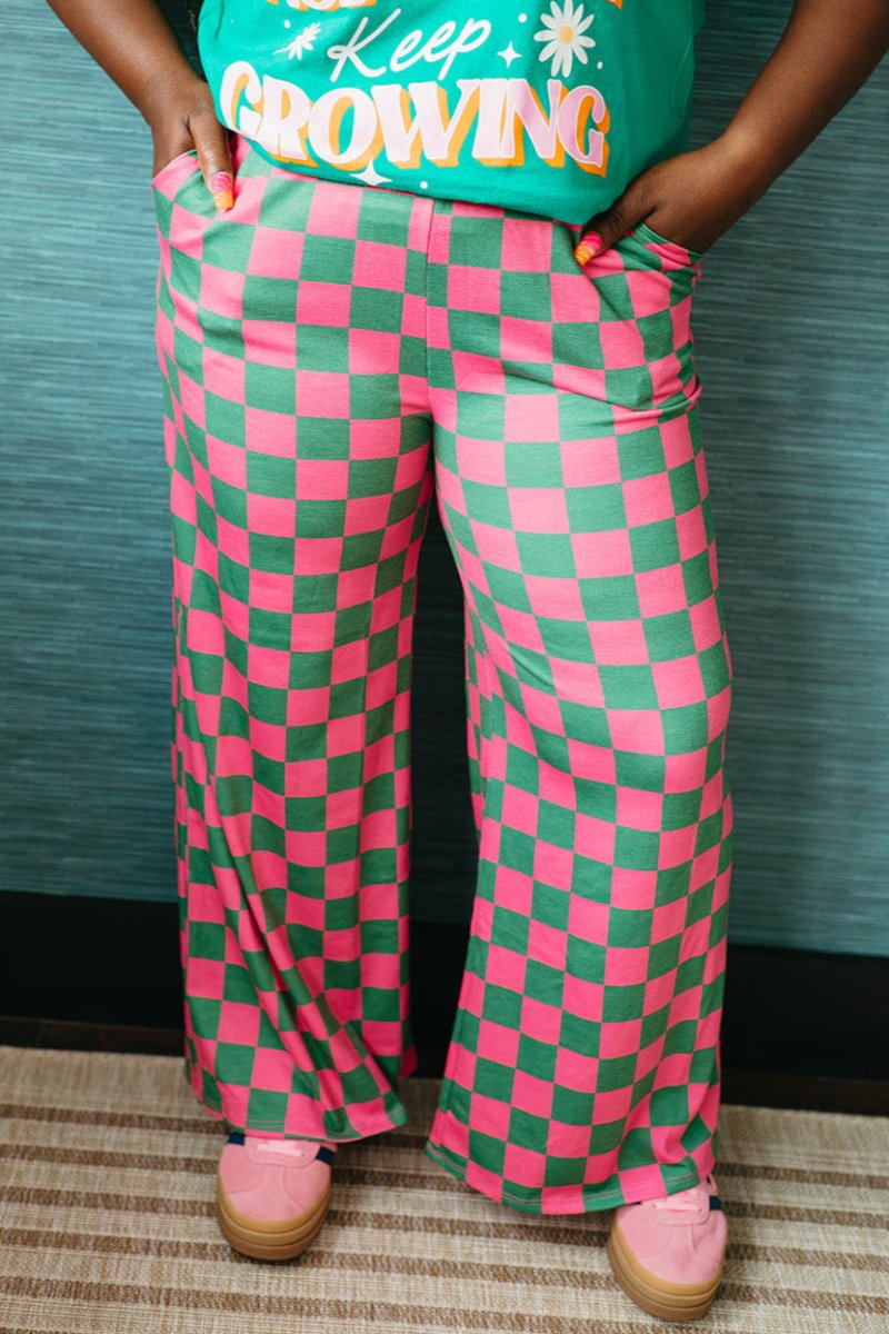 Hot Pink/Green Checkered Pants - GYTO Collective - Get Your Teach On