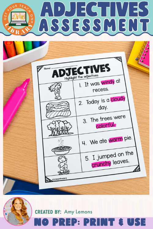 Identifying Adjectives Worksheet | Highlight the Describing Words - Shop GYTO - Get Your Teach On