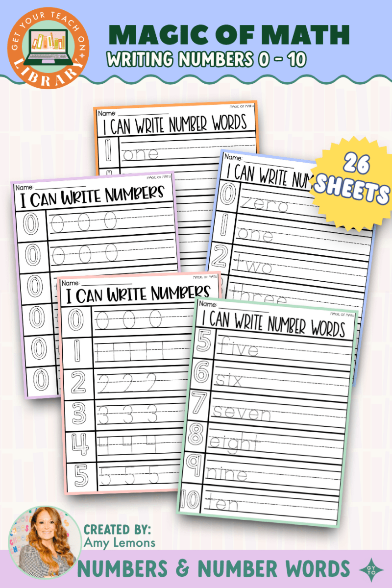 Kindergarten and 1st Grade Magic of Math: Writing Numbers 0 - 10 Practice Pages - Shop GYTO - Get Your Teach On