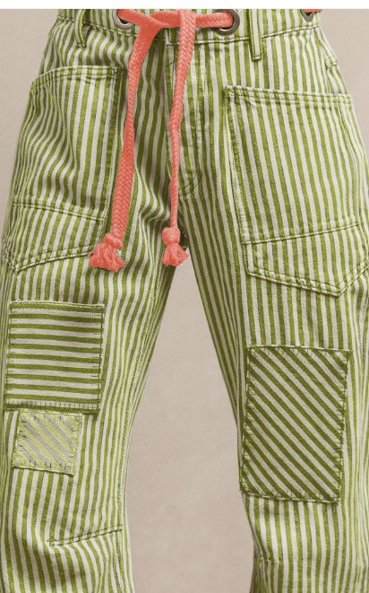 Lime Striped Twill Barrel Pant - GYTO Collective - Get Your Teach On