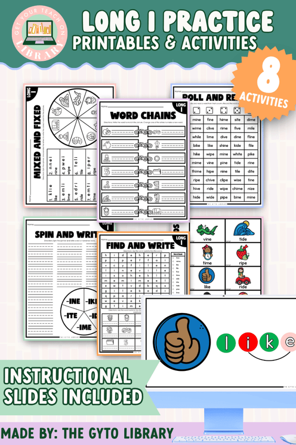 Long I CVCe Word Practice: Phonics Decoding & Word Work – printable phonics resource for grades K–2 by Get Your Teach On