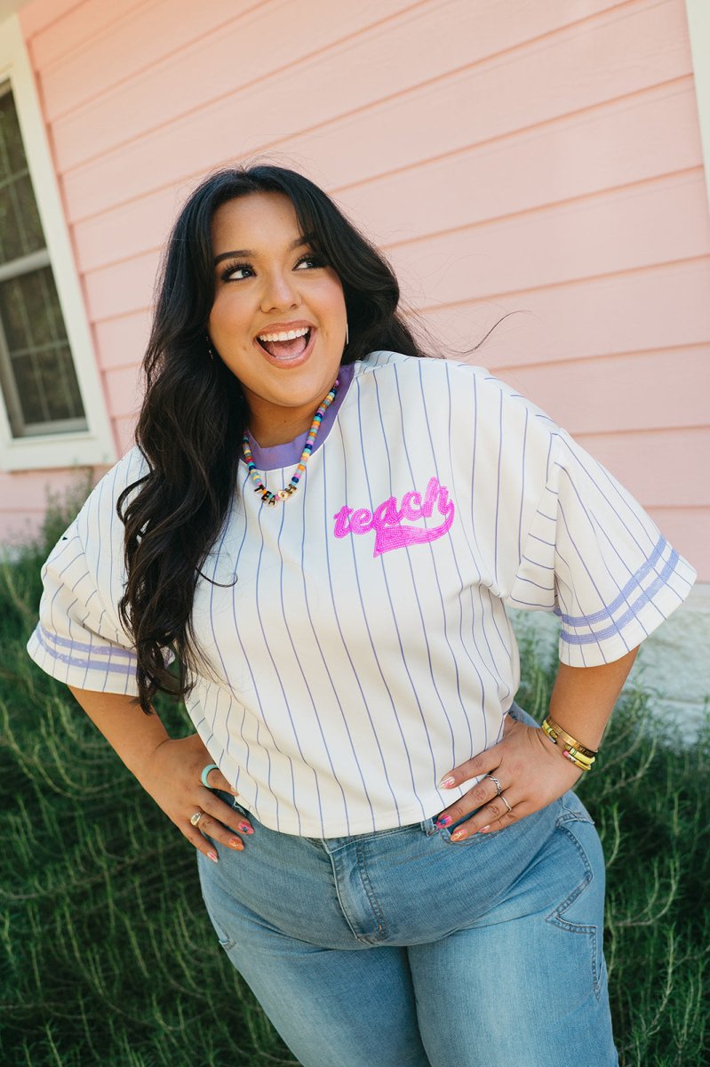 Pin Stripe Baseball Tee - Shop GYTO - Get Your Teach On