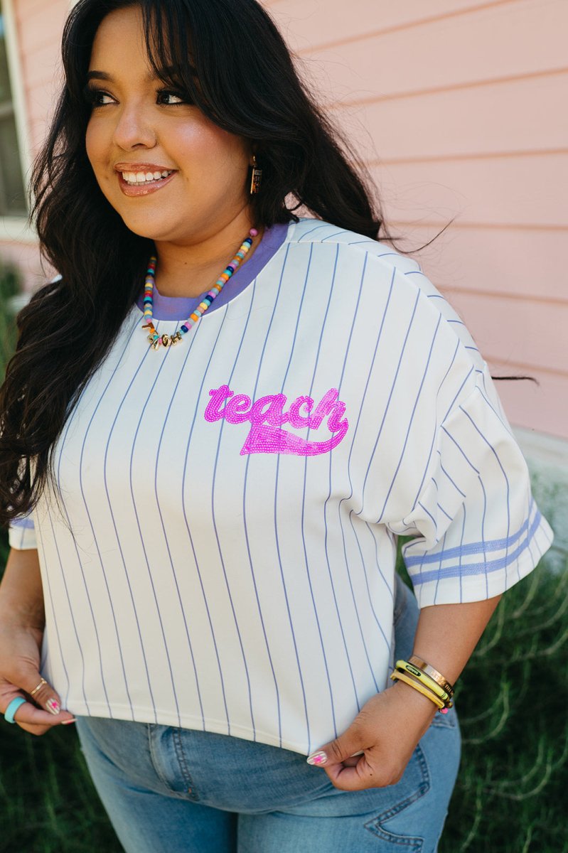 Pin Stripe Baseball Tee - Shop GYTO - Get Your Teach On