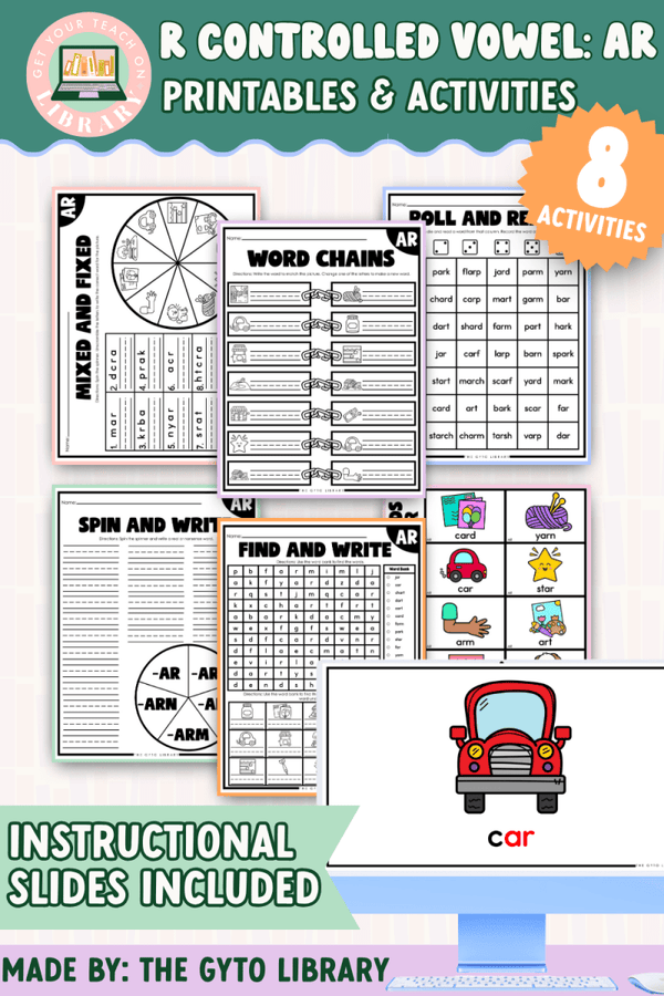 R-Controlled AR Word Practice: Phonics Decoding – printable phonics classroom resource for grades K–2 by Get Your Teach On
