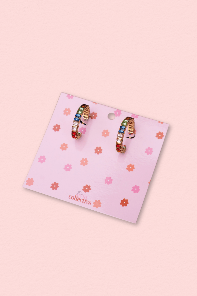 Rainbow Gem Hoop Earrings - Shop GYTO - Get Your Teach On