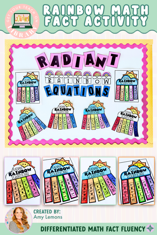 Rainbow Math Bulletin Board and Fact Fluency Craft for St. Patrick's Day – math resource by Amy Lemons and Get Your Teach On