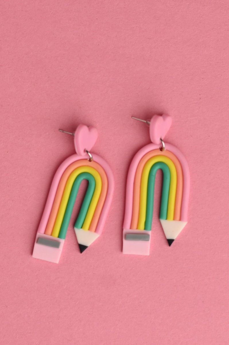 Rainbow Pencil Earrings - GYTO Collective - Get Your Teach On