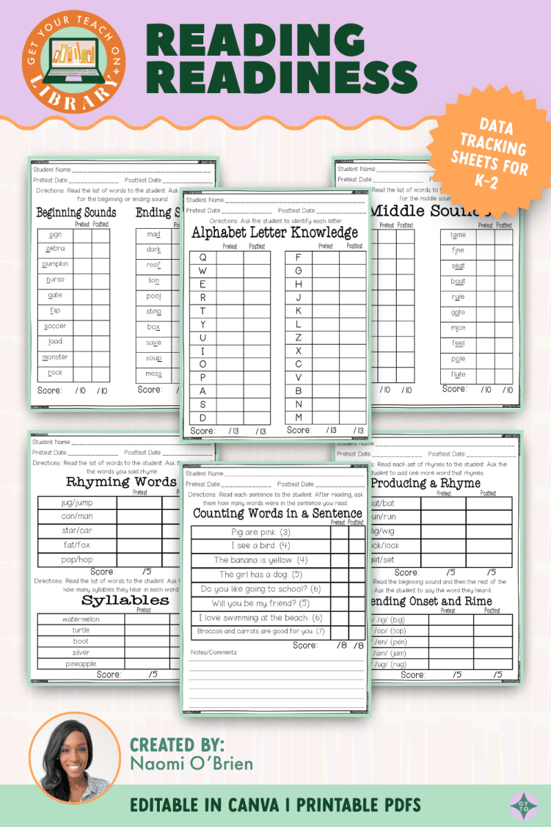 Reading Readiness Assessment Data Sheets - Shop GYTO - Get Your Teach On