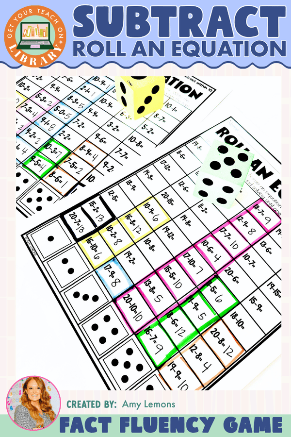 Roll an Equation Subtraction Game | Fact Fluency Race to the Top - Shop GYTO - Get Your Teach On