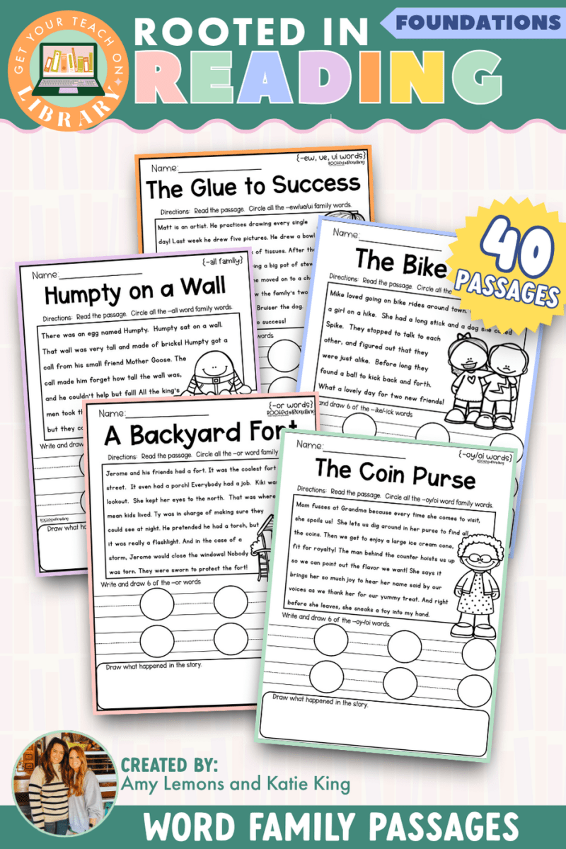 Rooted in Reading Foundations: 40 Word Family Reading Passages - Shop GYTO - Get Your Teach On