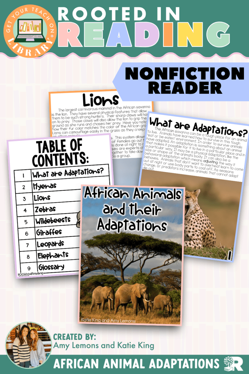 Rooted in Reading Nonfiction Reader: African Animals and Their Adaptations - Shop GYTO - Get Your Teach On