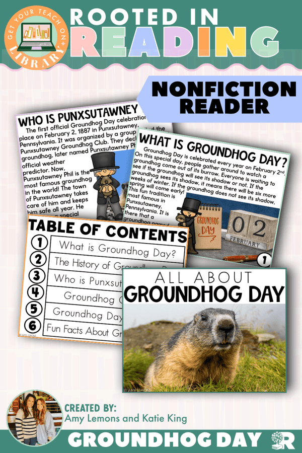 Rooted in Reading Nonfiction Reader: All About Groundhog Day – printable reading classroom resource by Get Your Teach On