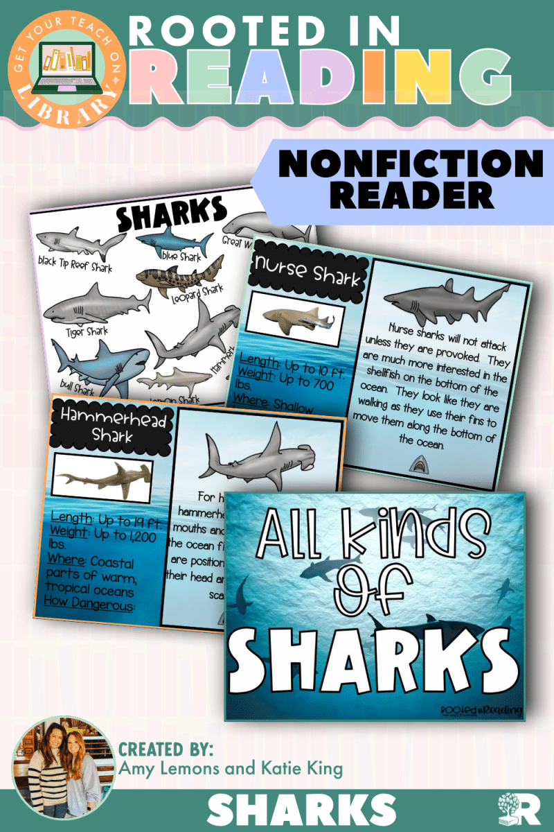 Rooted in Reading Nonfiction Reader: All Kinds of Sharks - Shop GYTO - Get Your Teach On