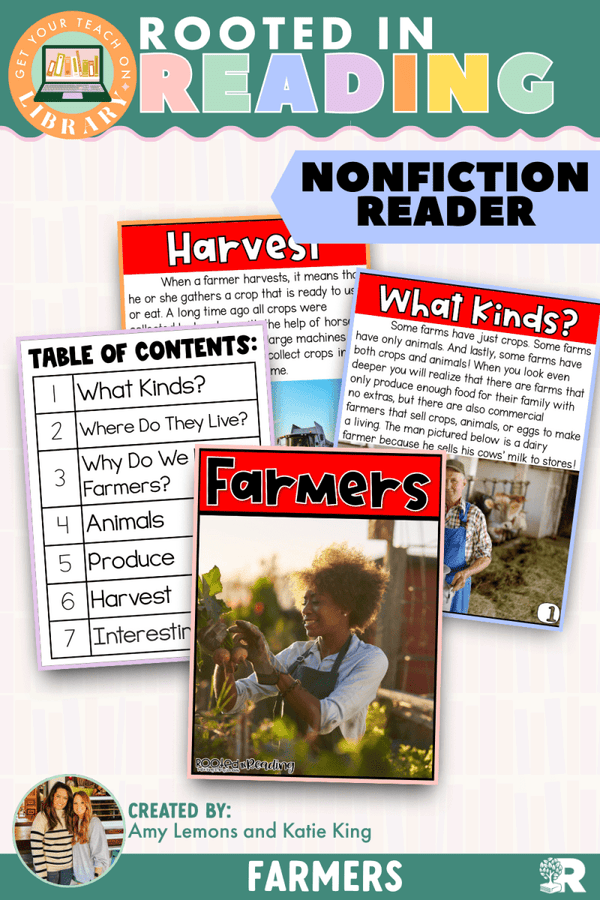 Rooted in Reading Nonfiction Reader: Farmers – printable reading classroom resource by Get Your Teach On