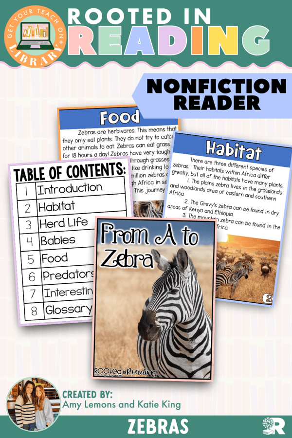 Rooted in Reading Nonfiction Reader: From A to Zebra – printable reading classroom resource by Get Your Teach On