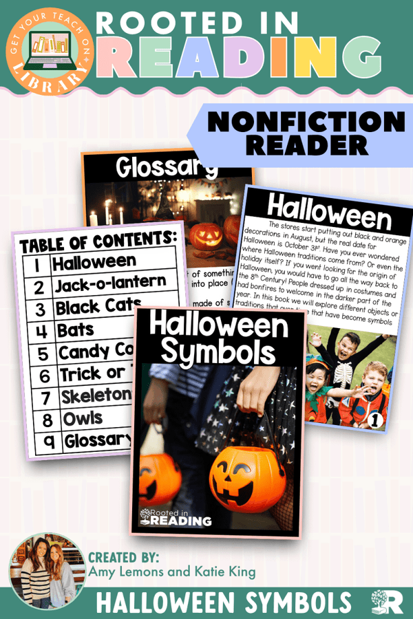 Rooted in Reading Nonfiction Reader: Halloween Symbols – printable reading classroom resource by Get Your Teach On