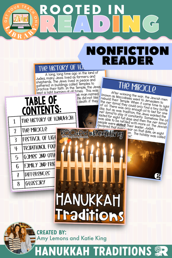 Rooted in Reading Nonfiction Reader: Hanukkah Traditions – printable reading classroom resource by Get Your Teach On