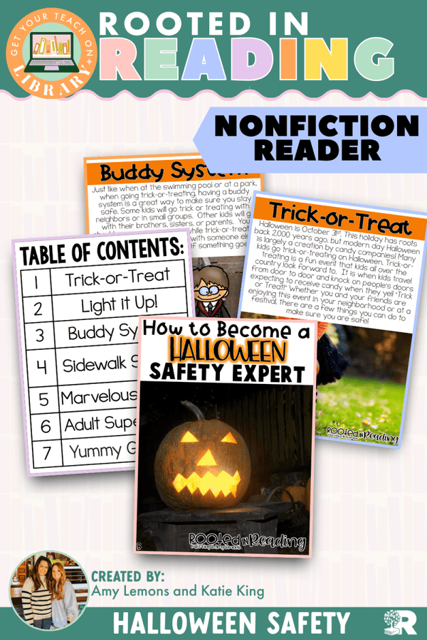 Rooted in Reading Nonfiction Reader: Halloween Safety Expert – printable reading classroom resource by Get Your Teach On