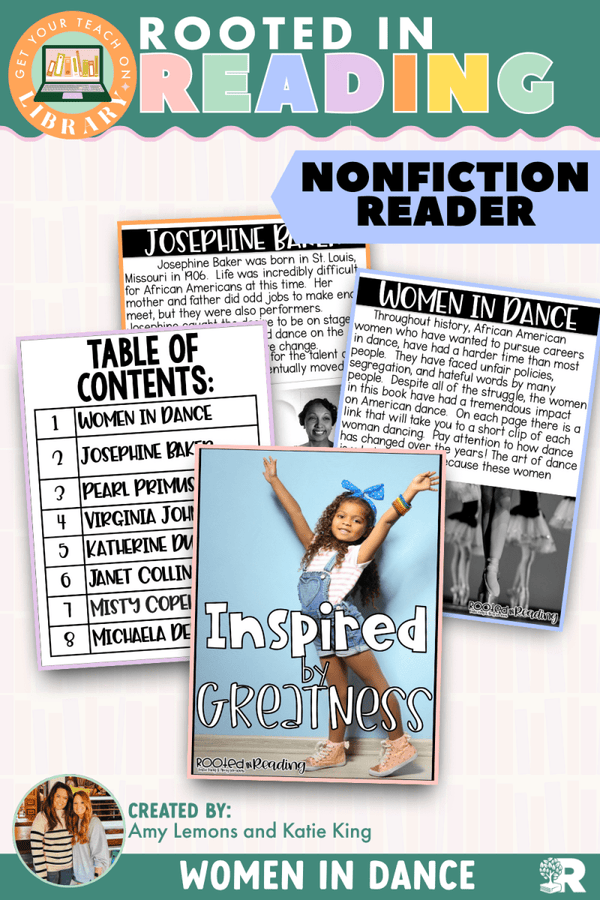 Rooted in Reading Nonfiction Reader: Inspired by Greatness – printable reading classroom resource by Get Your Teach On