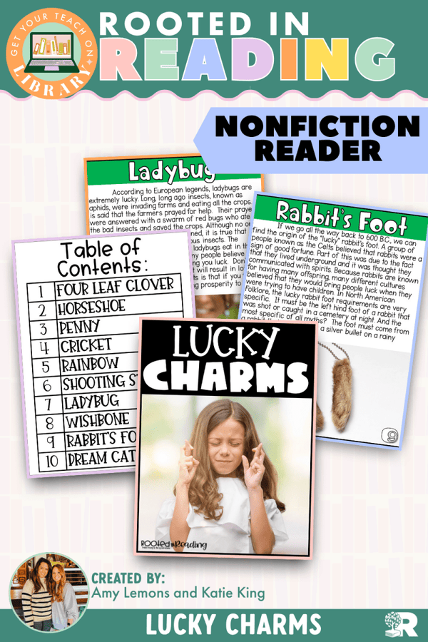 Rooted in Reading Nonfiction Reader: Lucky Charms – printable reading classroom resource by Get Your Teach On