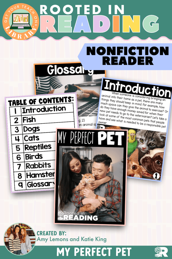 Rooted in Reading Nonfiction Reader: My Perfect Pet – printable reading classroom resource by Get Your Teach On