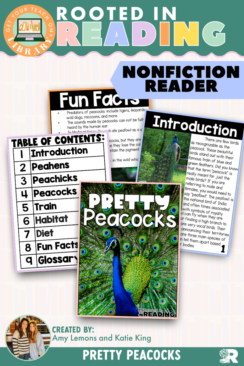 Rooted in Reading Nonfiction Reader: Pretty Peacocks - Shop GYTO - Get Your Teach On
